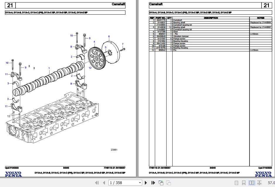Volvo Penta Marine Diesel Engines D11A A to D11A E MP Parts Catalog 1