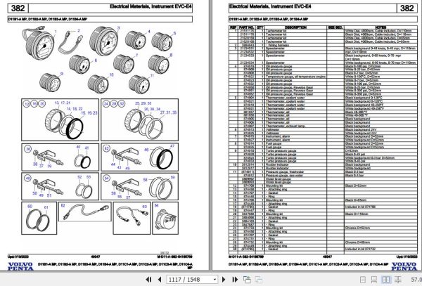 Volvo Penta Marine Diesel Engines D11B1 A MP to D11C4 A MP Parts Catalog 2