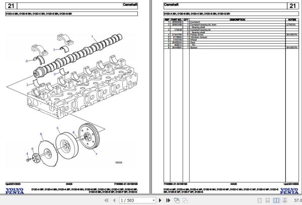 Volvo Penta Marine Diesel Engines D12C A MP to D12D G Parts Catalog 1