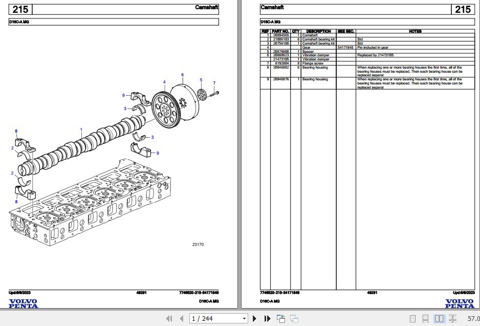 Volvo Penta Marine Diesel Engines D16C A MG Parts Catalog 1