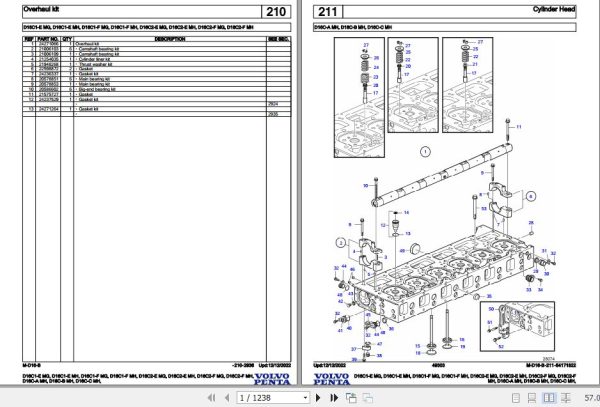 Volvo Penta Marine Diesel Engines D16C1 E MG to D16C C MH Parts Catalog 1