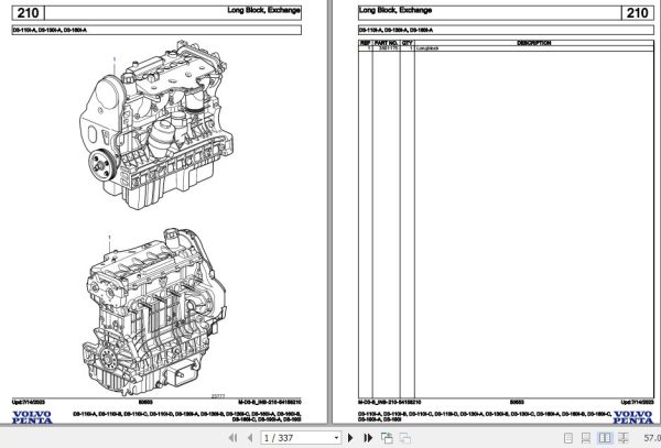 Volvo Penta Marine Diesel Engines D3 110I A to D3 190I Parts Catalog 1