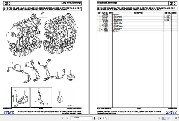 Volvo Penta Marine Diesel Engines D3 110I D to D3 140I Parts Catalog 1
