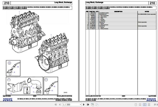 Volvo Penta Marine Diesel Engines D4 180I B to D4 260I Parts Catalog 1