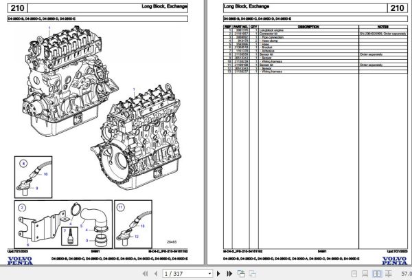 Volvo Penta Marine Diesel Engines D4 260D B to D4 300D E Parts Catalog 1
