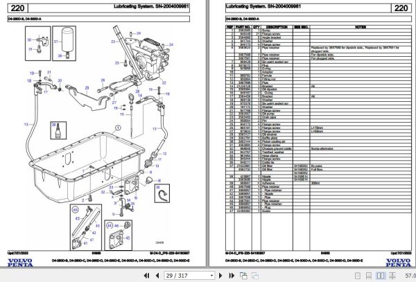 Volvo Penta Marine Diesel Engines D4 260D B to D4 300D E Parts Catalog 2