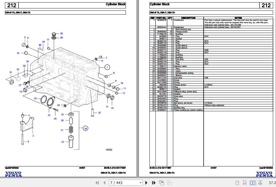 Volvo Penta Marine Diesel Engines D5A B TA to D5A TA Parts Catalog 1