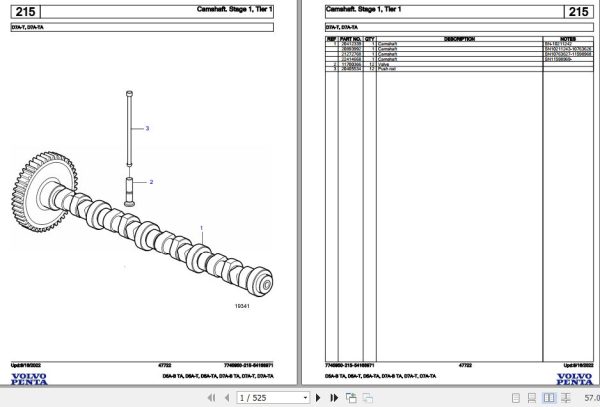 Volvo Penta Marine Diesel Engines D5A B TA to D7A TA Parts Catalog 1