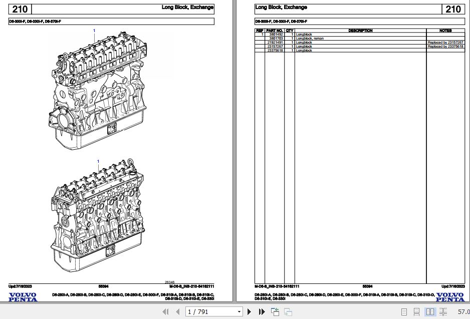 Volvo Penta Marine Diesel Engines D6 280I A to D6 330I Parts Catalog 1