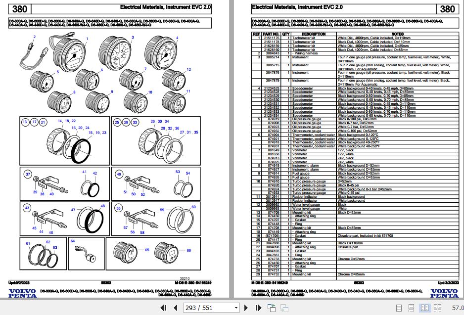Volvo Penta Marine Diesel Engines D6300AG to D6440D Parts Catalog