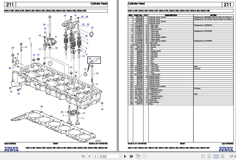 Volvo Penta Marine Diesel Engines D8A1 A MP to D8A6 A MH Parts Catalog 1