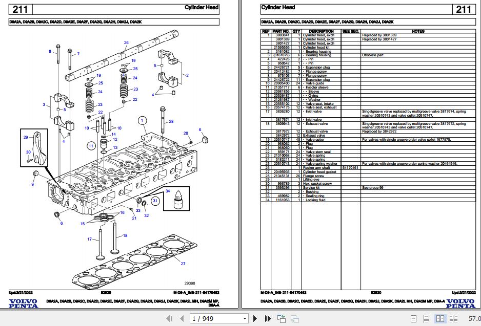 Volvo Penta Marine Diesel Engines D9A2A to D9A A Parts Catalog 1