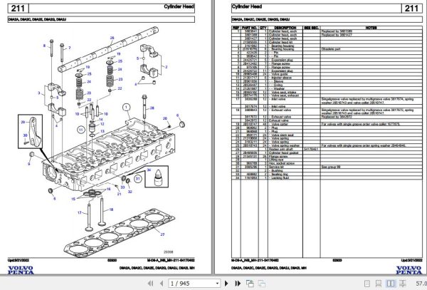 Volvo Penta Marine Diesel Engines D9A2A to D9A2L MH Parts Catalog 1