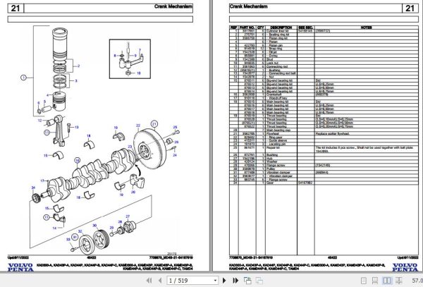 Volvo Penta Marine Diesel Engines KAD300 A to TAMD4 Parts Catalog 1