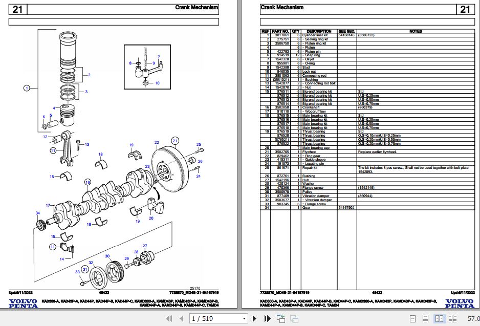 Volvo Penta Marine Diesel Engines KAD300 A to TAMD4 Parts Catalog 1