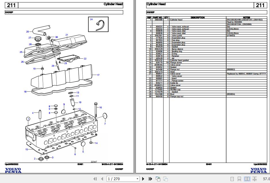 Volvo Penta Marine Diesel Engines KAD32P Parts Catalog 1