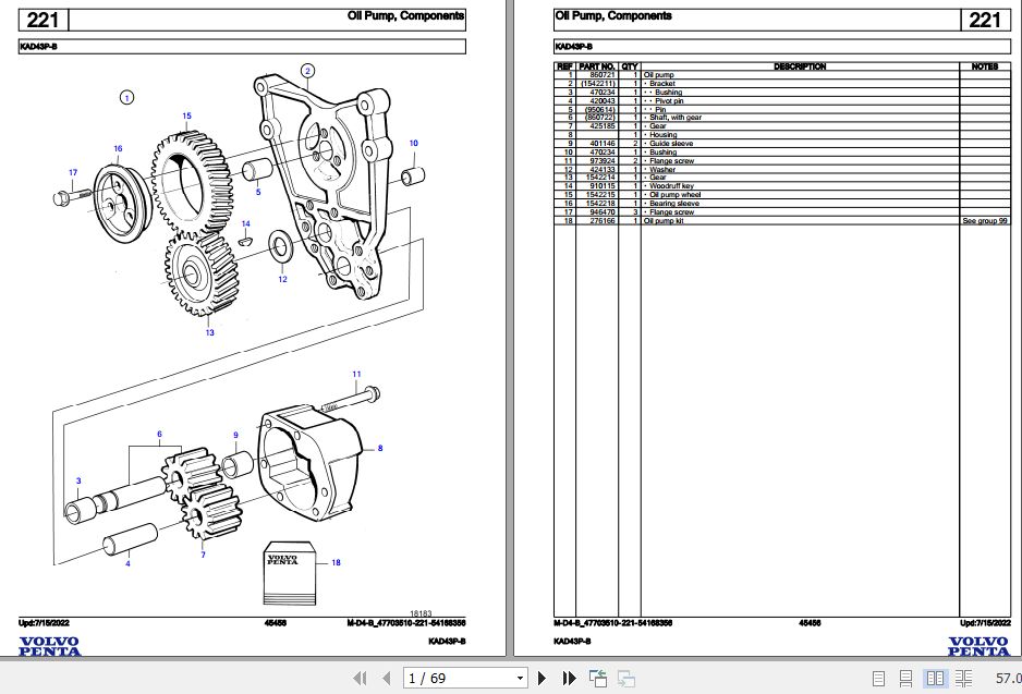 Volvo Penta Marine Diesel Engines KAD43P B Parts Catalog 1