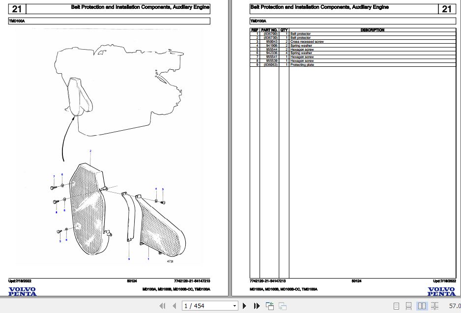 Volvo Penta Marine Diesel Engines MD100A to TMD100A Parts Catalog 1