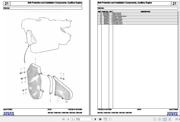 Volvo Penta Marine Diesel Engines MD120A to TMD120B Parts Catalog 1