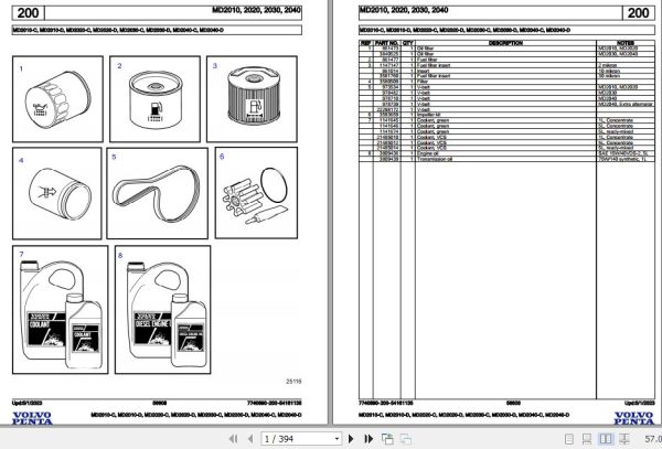 Volvo Penta Marine Diesel Engines MD2010 C to MD2040 D Parts Catalog 1