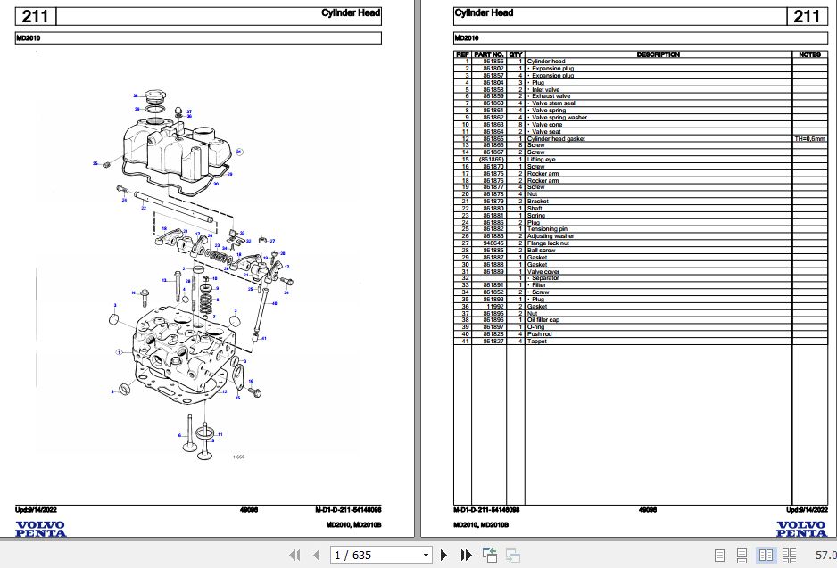 Volvo Penta Marine Diesel Engines MD2010 MD2010B Parts Catalog 1
