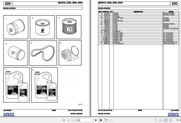 Volvo Penta Marine Diesel Engines MD2020 MD2020B Parts Catalog 1