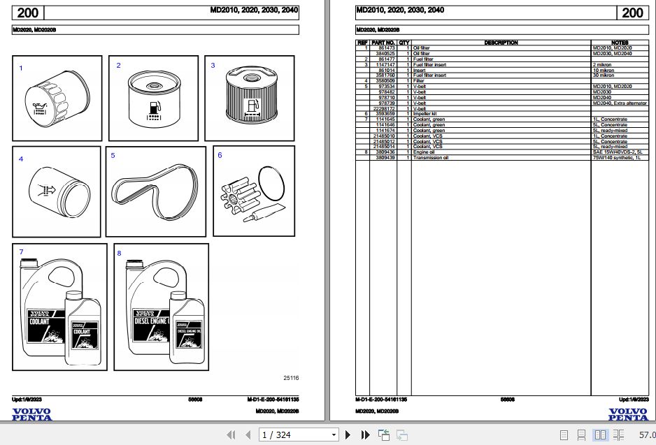 Volvo Penta Marine Diesel Engines MD2020 MD2020B Parts Catalog 1