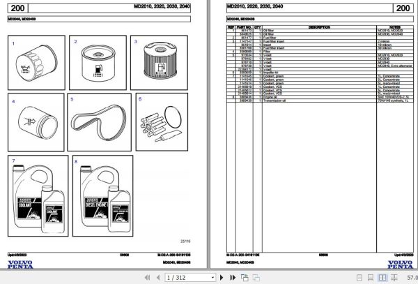 Volvo Penta Marine Diesel Engines MD2040 MD2040B Parts Catalog 1