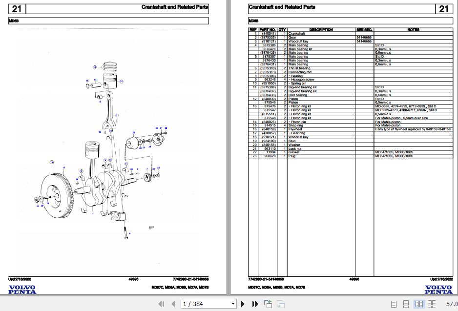 Volvo Penta Marine Diesel Engines MD67C to MD7B Parts Catalog 1