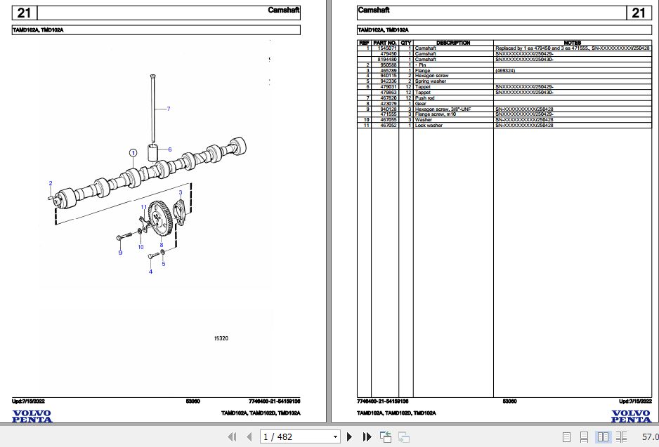 Volvo Penta Marine Diesel Engines TAMD102A TAMD102D TMD102A Parts Catalog 1