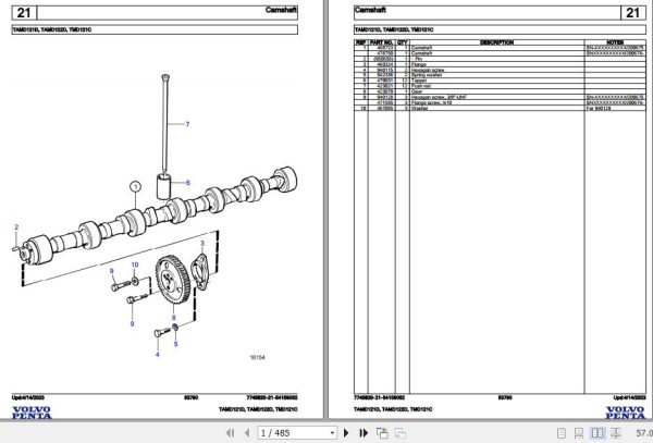 Volvo Penta Marine Diesel Engines TAMD121D TAMD122D TMD121C Parts Catalog 1