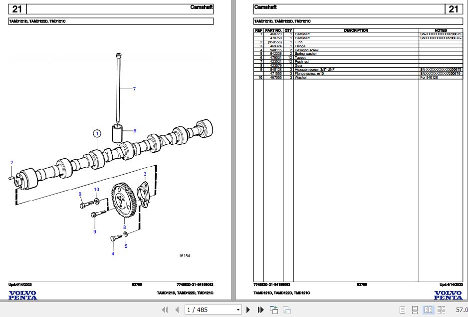 Volvo Penta Marine Diesel Engines TAMD121D TAMD122D TMD121C Parts Catalog 1