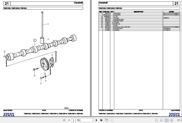 Volvo Penta Marine Diesel Engines TAMD122A to TMD122A Parts Catalog 1