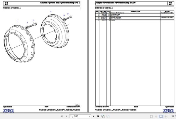 Volvo Penta Marine Diesel Engines TAMD162C C to TAMD165C Parts Catalog 1