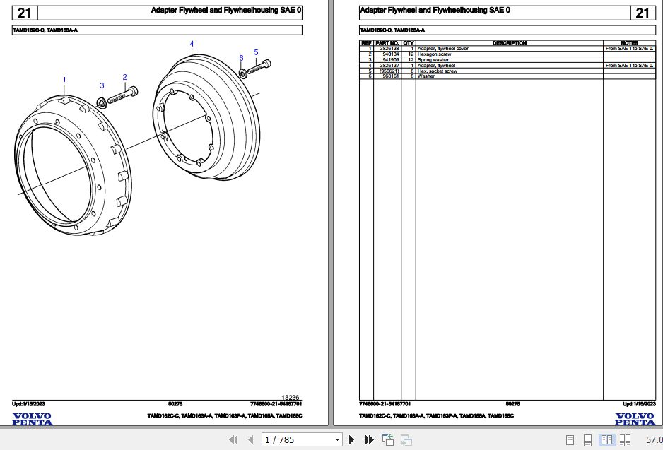 Volvo Penta Marine Diesel Engines TAMD162C C to TAMD165C Parts Catalog 1