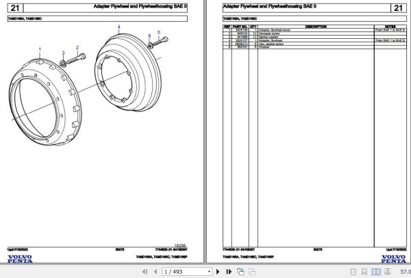 Volvo Penta Marine Diesel Engines TAMD165A TAMD165C TAMD165P Parts Catalog 1