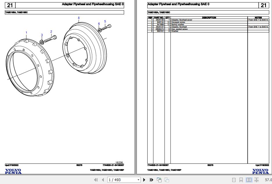 Volvo Penta Marine Diesel Engines TAMD165A TAMD165C TAMD165P Parts Catalog 1