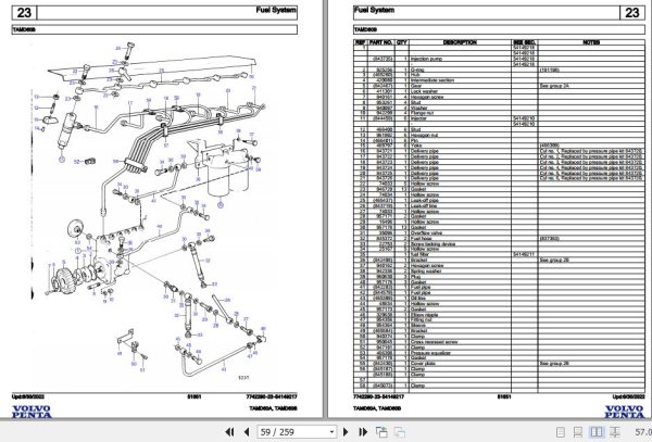 Volvo Penta Marine Diesel Engines TAMD60A TAMD60B Parts Catalog 2