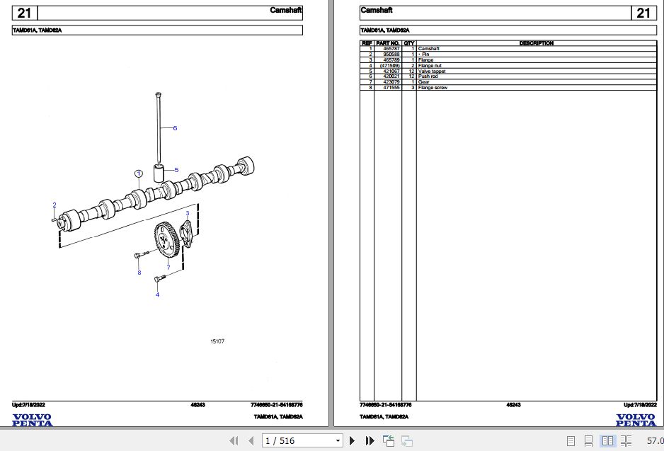 Volvo Penta Marine Diesel Engines TAMD61A TAMD62A Parts Catalog 1