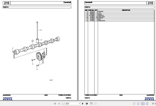 Volvo Penta Marine Diesel Engines TAMD71A Parts Catalog 1