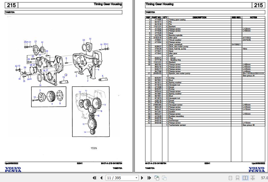 Volvo Penta Marine Diesel Engines TAMD72A Parts Catalog