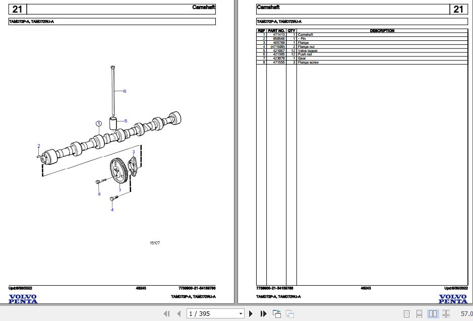 Volvo Penta Marine Diesel Engines TAMD72P A TAMD72WJ A Parts Catalog 1