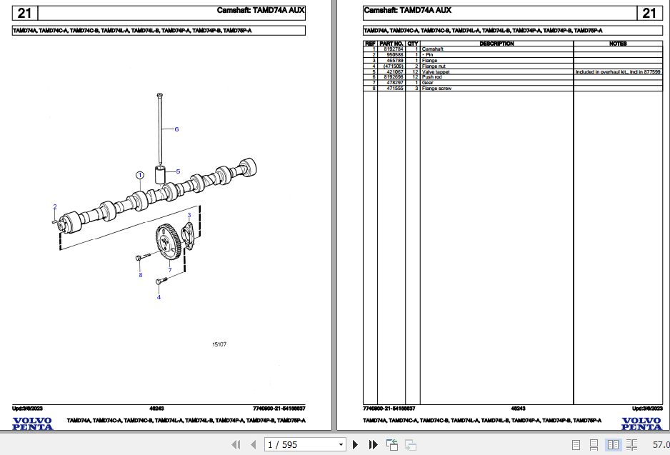 Volvo Penta Marine Diesel Engines TAMD74A to TAMD75P A Parts Catalog 1