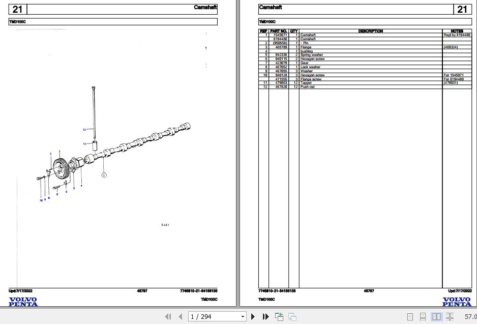 Volvo Penta Marine Diesel Engines TMD100C Parts Catalog 1
