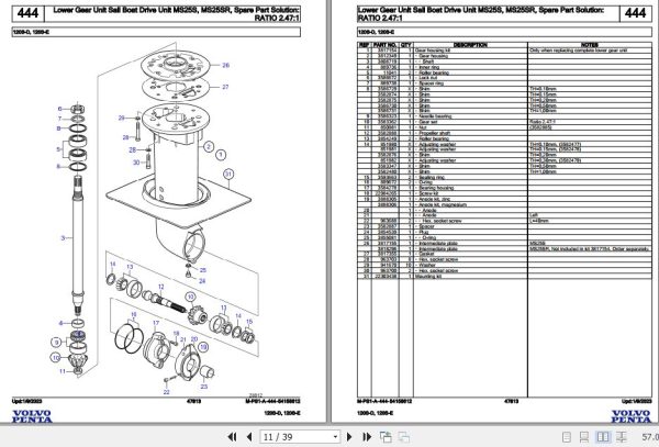 Volvo Penta Marine Drives Transmissions 120S D 120S E Parts Catalog 2
