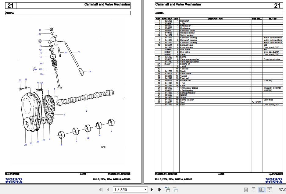 Volvo Penta Marine Drives Transmissions 231LB to AQ231B Parts Catalog 1