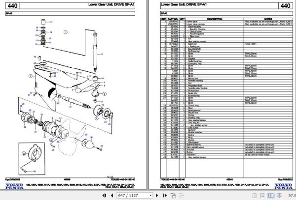 Volvo Penta Marine Drives Transmissions 430 to SP A2 Parts Catalog 2