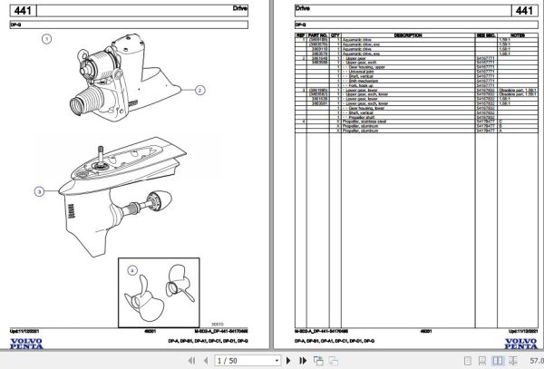 Volvo Penta Marine Drives Transmissions DP A to DP G Parts Catalog 1