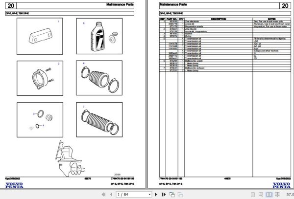 Volvo Penta Marine Drives Transmissions DP E to TSK DP E Parts Catalog 1
