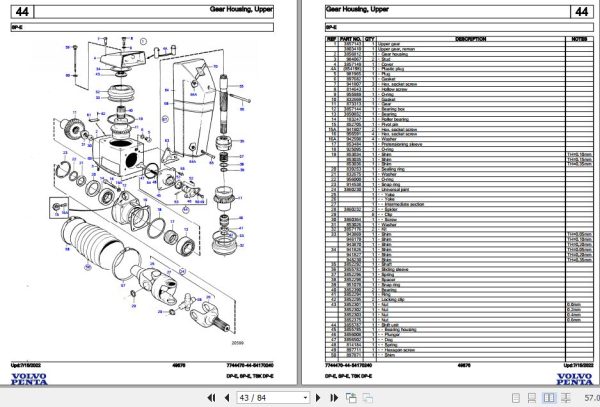 Volvo Penta Marine Drives Transmissions DP E to TSK DP E Parts Catalog 2